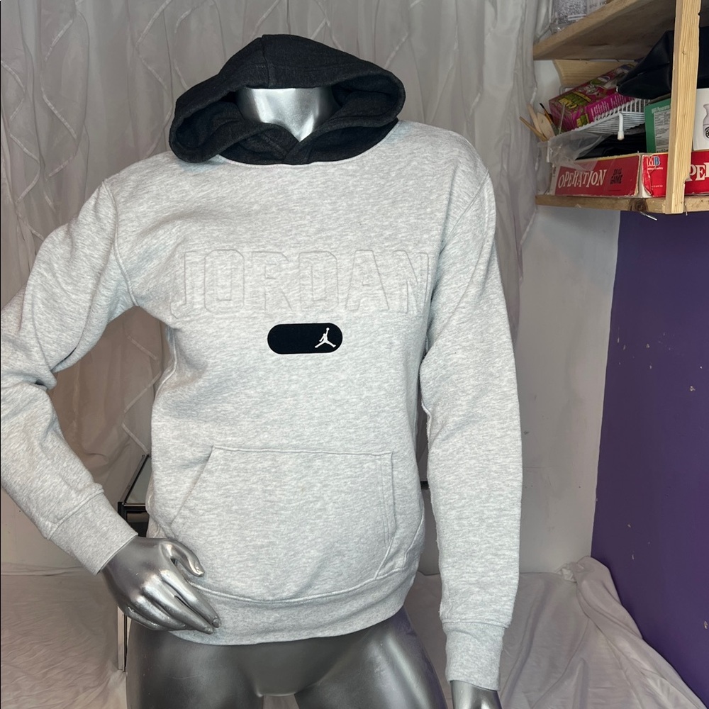 Jordan Light Gray Hoodie with Black Hood